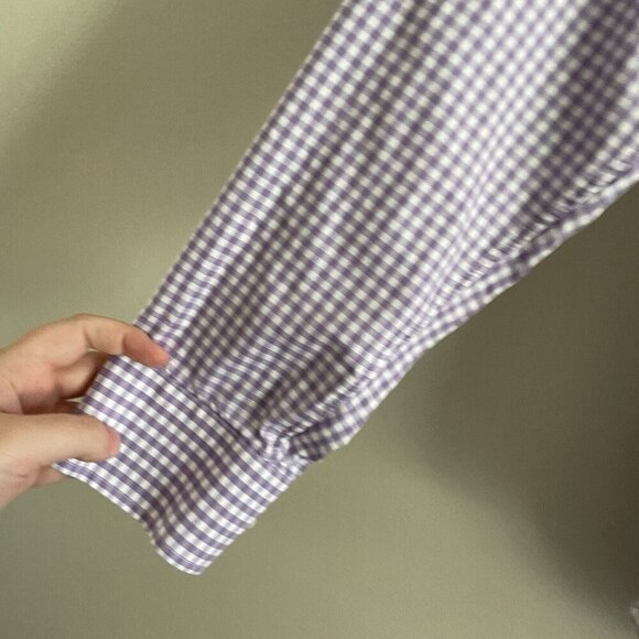 Nordstrom Mens 16 32-33 Purple/White Gingham Button Down Long Sleeve Dress Shirt - Picture 3 of 9